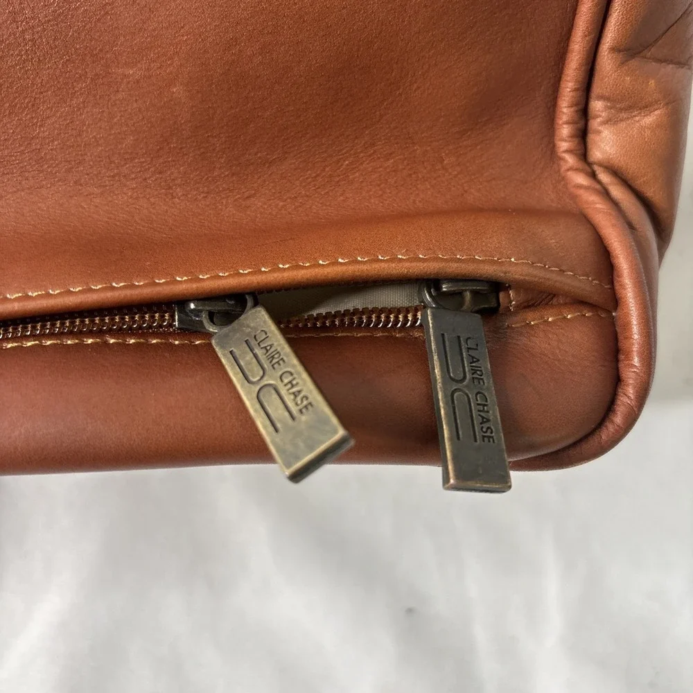 Claire Chase Executive Computer Laptop Briefcase Leather Cognac Luxury Carry On